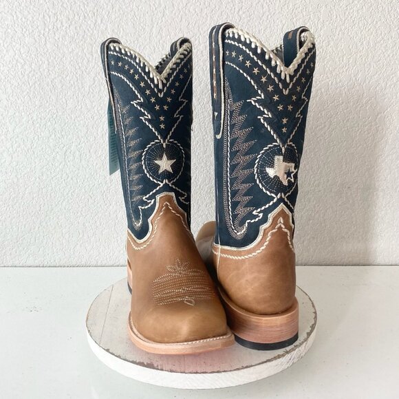 Lane RODEO HOUSTON Mens Cowboy Boots Size 13B Brown Leather Western Blunt Toe - Picture 1 of 11